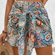 Slimming Lace Up Printed Irregular Skirt For Women