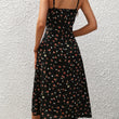 New Polka Dot Print Suspender Dress Summer Sexy Split Long Dresses For Womens Clothing