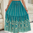 Women's Rayon Printed Stitching Skirt Wide Hem Beach Dress