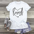 Women's fashion tops loved casual round neck letters