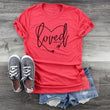 Women's fashion tops loved casual round neck letters
