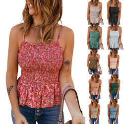 European And American Floral Vest Tops Waist Slim Sleeveless Camisole