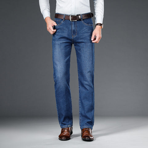 Men's Jeans Straight Loose Elastic Business Trousers