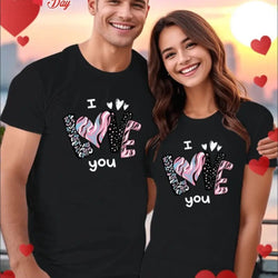 Love Valentine'S Day T-Shirt,   Couple T-Shirt, Couple Christmas, Fashion Casual T-Shirt, Short-Sleeved T-Shirt