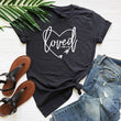 Women's fashion tops loved casual round neck letters