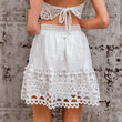Short A-line embroidered floral skirt
