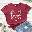 Women's fashion tops loved casual round neck letters
