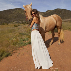 European And American Half-length Solid Color Lace-up Waist-slimming Long Dress