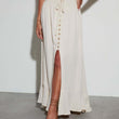 European And American Half-length Solid Color Lace-up Waist-slimming Long Dress