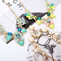 New Arrival Resin Fashion Colorful Cute Charm Gem Flower Choker Necklaces & Pendants Fashion Jewelry Woman Gift Summer style