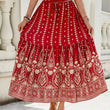 Women's Rayon Printed Stitching Skirt Wide Hem Beach Dress