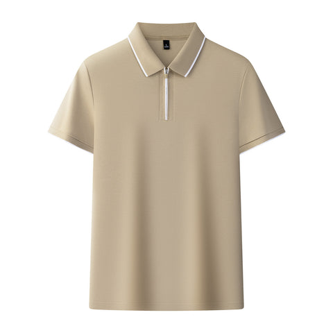 Solid Color Zipper High Quality POLO Men's Short Sleeve