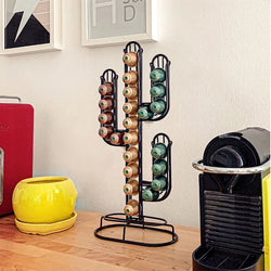Coffee Capsule Rack Iron Wire Black Cactus Coffee Capsule Storage Display Rack