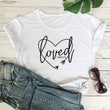 Women's fashion tops loved casual round neck letters