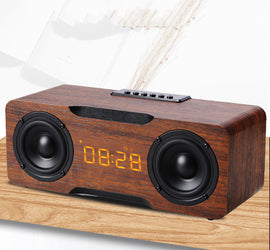 Wooden Clock Bluetooth Speaker, Support U Disk TF Card Function, Home Desktop Speaker