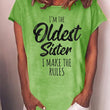 Wish Letter Flower Print Short Sleeve Round Neck T-shirt Women's Comfortable Fashion Tops