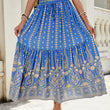 Women's Rayon Printed Stitching Skirt Wide Hem Beach Dress