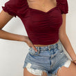 European And American Women's SpringSummer New V-neck Short Sleeve Loose Top