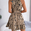 Casual Leopard Print Ruffled Swing Dress Summer Fashion Beach Dresses Women