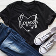 Women's fashion tops loved casual round neck letters