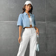 Fashion Thin Denim Small Waistcoat Short Sleeve Shirt