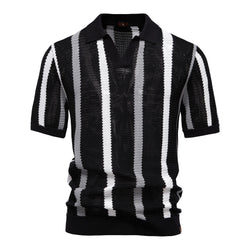 Breathable Hollow Men's Short-sleeved Polo Shirt Sweater