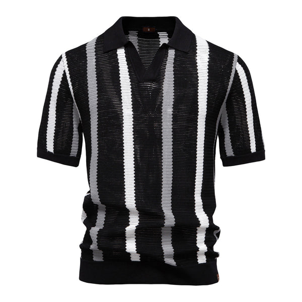Breathable Hollow Men's Short-sleeved Polo Shirt Sweater
