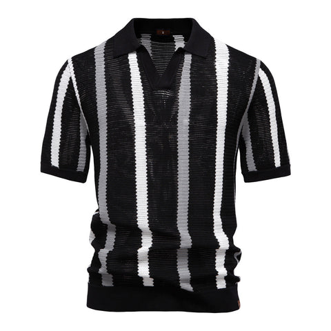 Breathable Hollow Men's Short-sleeved Polo Shirt Sweater