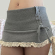 Pure Desire Wind Flanging Bow Element Lace Wool Skirt