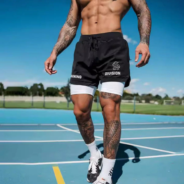 Men's Simple American Quick-drying Running Double-layer Sports Shorts