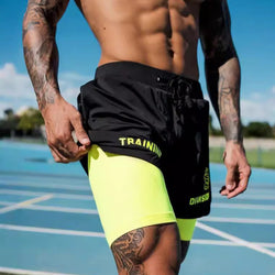 Men's Simple American Quick-drying Running Double-layer Sports Shorts