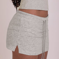 Simple Drawstring Split Solid Color Low Waist Anti-exposure Slimming Sheath Pantskirt