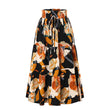 Women's Pleated Floral Print Elastic Waist Skirt