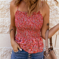 European And American Floral Vest Tops Waist Slim Sleeveless Camisole