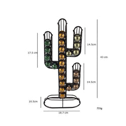 Coffee Capsule Rack Iron Wire Black Cactus Coffee Capsule Storage Display Rack
