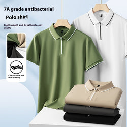 Solid Color Zipper High Quality POLO Men's Short Sleeve