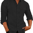 European And American Men's Shirt Double Pocket Cotton Linen