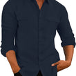 European And American Men's Shirt Double Pocket Cotton Linen