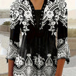 Spring Autumn New Printed Lapel Three-quarter Sleeve T-shirt Irregular Cuff Button Top