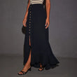 European And American Half-length Solid Color Lace-up Waist-slimming Long Dress